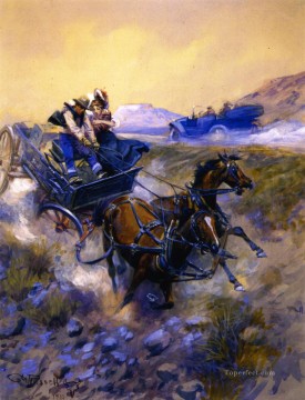 Indiana Cowboy Painting - life saver 1910 Charles Marion Russell Indiana cowboy
